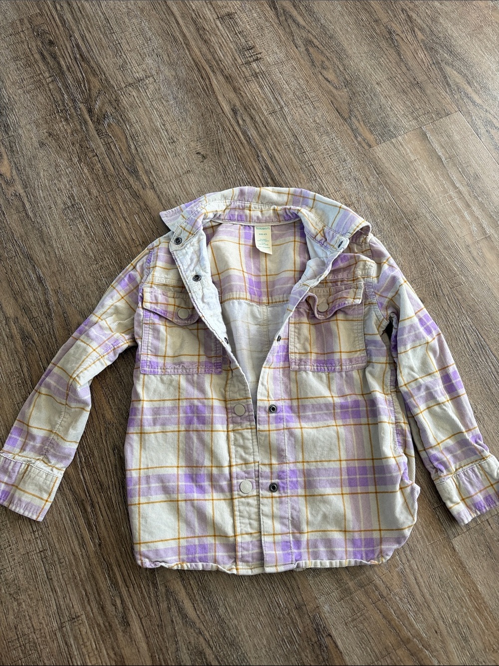 Kids Plaid Jean Jacket in Lavender & Cream